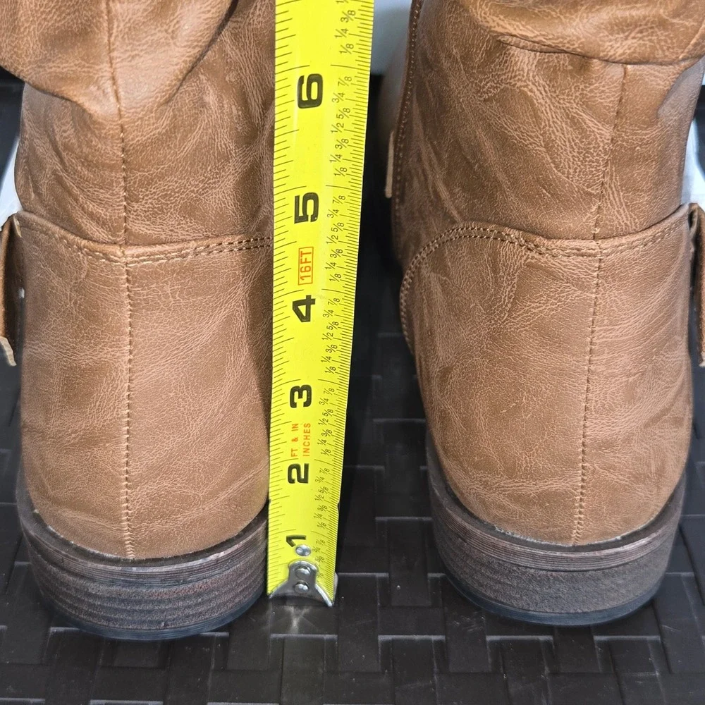 Womens Tan Slouchy Wide Calf Knee High Boots‎ Size 10 WC Brown
